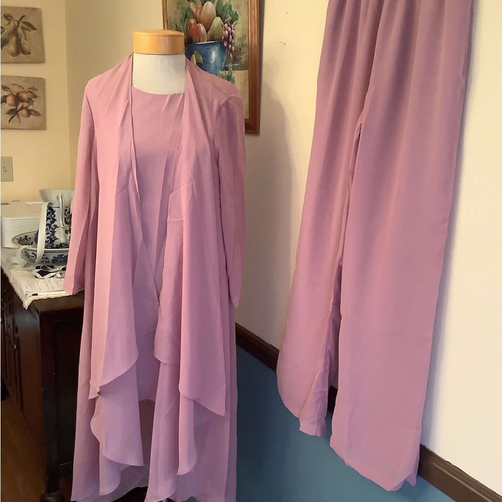 Lan Ting Bride 3 Piece Mother of the Bride Pant Suit Pink NO SIZE OR CARE TAGS